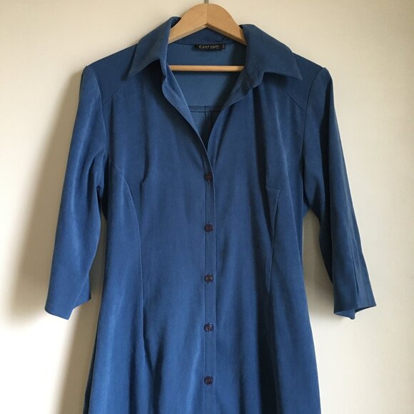 Vintage 90s Garage Soft Faux Suede Long Button Down Dress - Picture 3 of 16